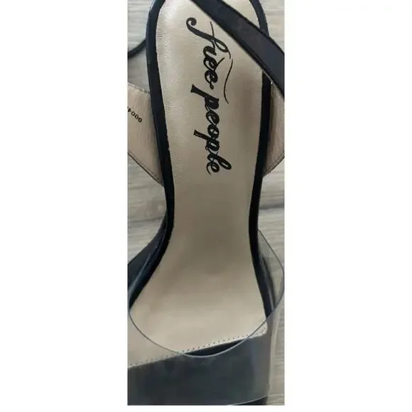 🪀NEW FREE PEOPLE CAMILLA BLACK LEATHER LACEUP LEG -VINYL BASE -4” HEEL 39 SEXY - Picture 9 of 9